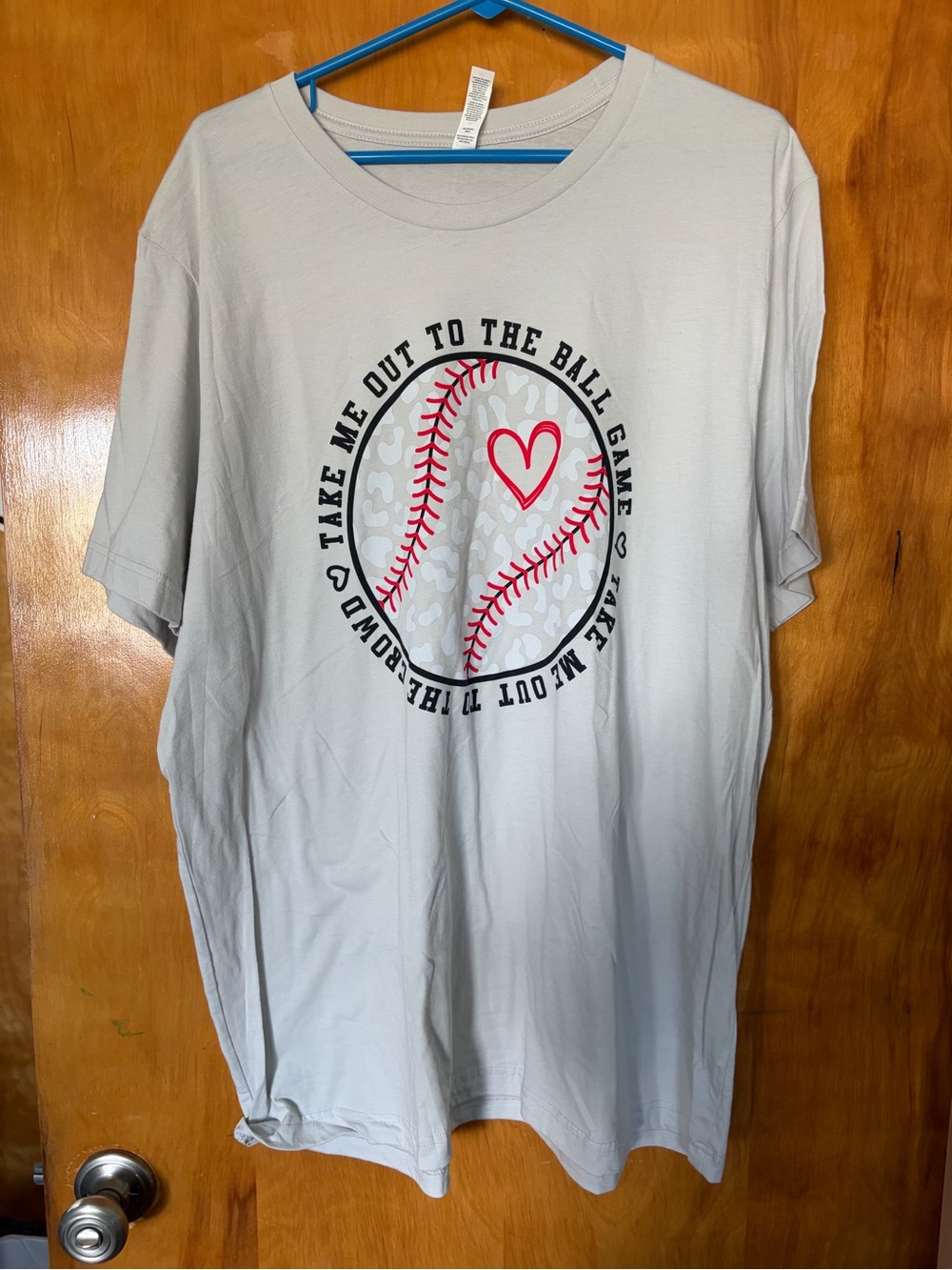 Hanes Light Gray Baseball Heart Graphic Tee